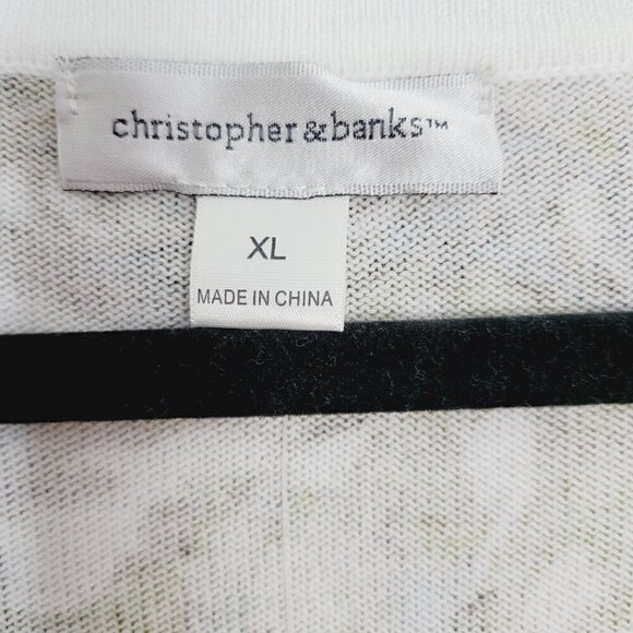 Christopher & Banks Sweater Cardigan XL Green Brown Wood Bead Embellished NEW - Picture 4 of 12